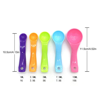 5PCS Color Measuring Spoons Set Salt Spoon Gram Spoon 1 2.5 5 7.5 15ml Measure Spoon Kitchen Seasoning Spoon Cake Baking Tool