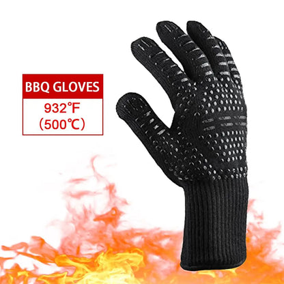 1pcs High Temperature Resistant 800 BBQ Fire Gloves Flame Retardant Non-slip Fireproof Grill Insulation Microwave Oven Gloves