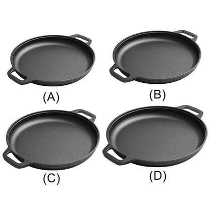 Cast Iron BBQ Camping Fry Pan with Dual Handles Non-Stick Steak Pork Chicken Cooking Pot Kitchen Cooking Pot Cookware Fry Pan