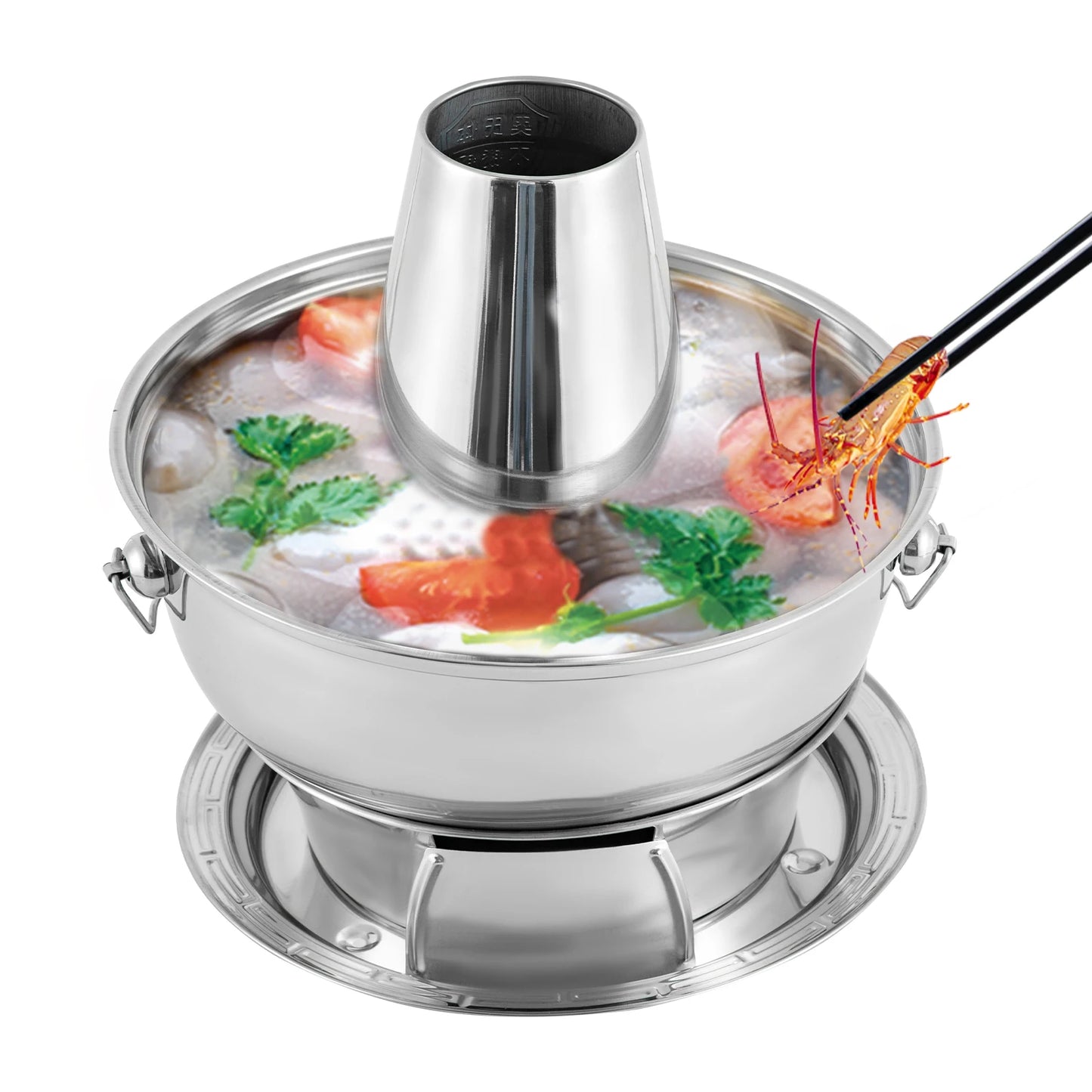 Stainless Steel Hotpot, Chinese Meat Hotpot, Lamb Outdoor Cooking Utensils, Picnic Pot 1.9-Qt