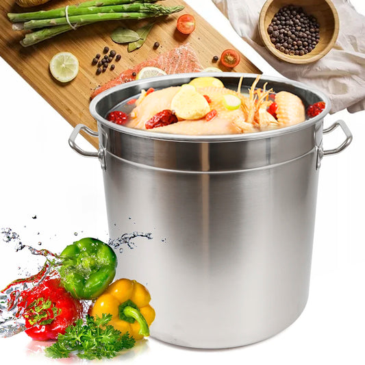 35L Large-Capacity Stainless Steel Soup Bucket Food Container With Lid Kettle Camping Cooking Pot Saucepan Soup Pot