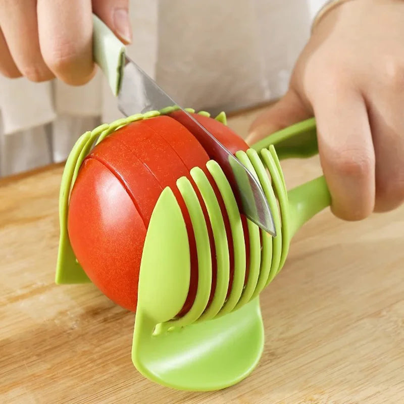 1PCS Green Kitchen Handheld Orange Lemon Slicer Tomato Cutting Clip Fruit Slicer Onion Slicer KitchenItem Cutter Accessorie