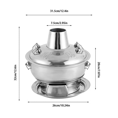 Stainless Steel Hotpot, Chinese Meat Hotpot, Lamb Outdoor Cooking Utensils, Picnic Pot 1.9-Qt