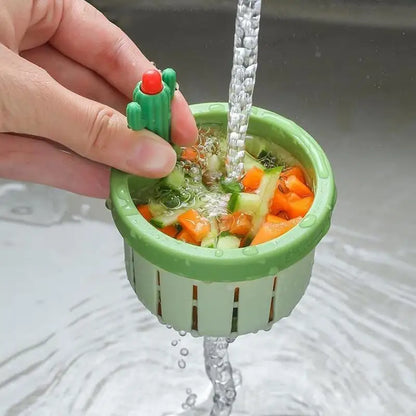 Sink Drain Basket Cartoon Cactus Design Kitchen Sink Strainer Food Catcher Easy Cleaning Clog-Free Kitchen Sink Drain Stopper