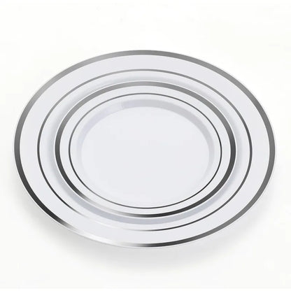 600 Pcs Plastic Dinnerware Set for 100 Guests, Disposable Plastic Plates for Party Wedding Birthday, Dinner Plates, Salad Plates