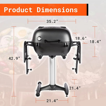 Charcoal BBQ Combination Cast Aluminium Portable Outdoor Barbecue Smoker for Camping, Tailgating