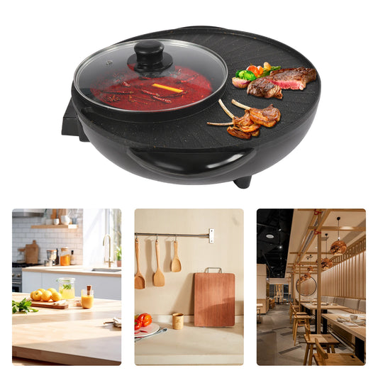 Circular Edition Hotpot Grill Combo Indoor BBQ Electric Hot Pot with Divider Portable Smokeless Grill