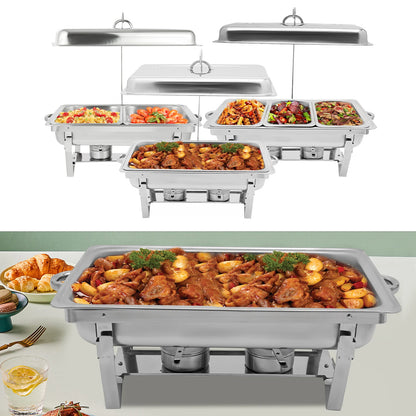 Food Tray,Stainless Steel Catering Chafing Dish Food Warmer Buffet Heat Tank With lid (3 Options)