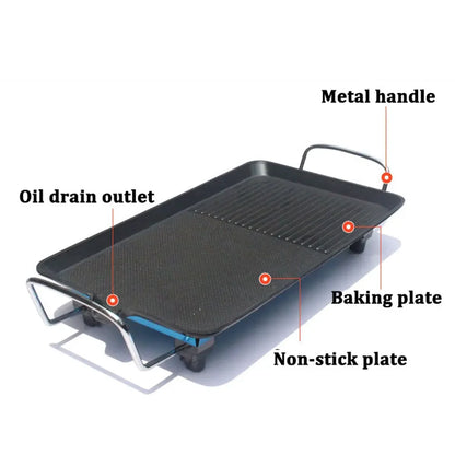 1300W Non Stick  BBQ Grill Smokeless Barbecue Machine 5-Level Adjustable Household  Grill Ovens Cooking Tools