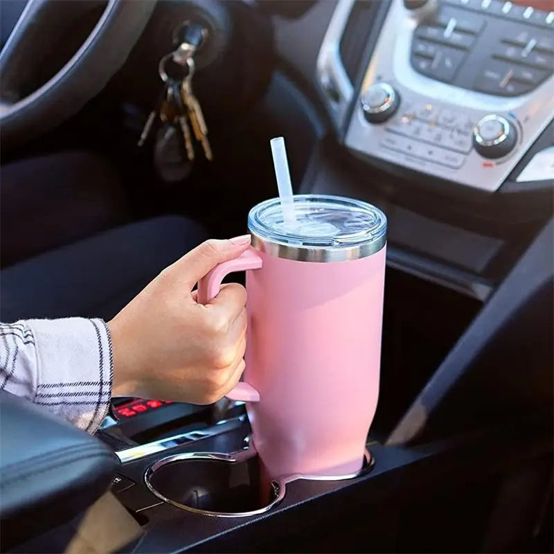 40oz Straw Coffee Tea Insulation Cup With Handle Portable Car Stainless Steel Water Bottle Travel BPA Free Thermal Mug Tumbler