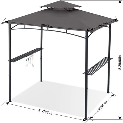 ABCCANOPY 8'x 5' Grill Gazebo Shelter, Outdoor BBQ Gazebo Canopy with LED Light (Gray)