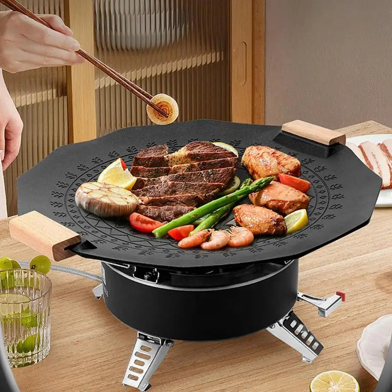 Grill Pan Non Stick Nonstick Grill Press Cookware Stove Top Griddle For Open Fire Camping Smokeless Barbecue Tray For Pork Ramen