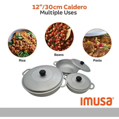 Cast Aluminum Caldero Set Lid Tight-Fitting Traditional Design 3 Sizes Kitchen Cooking Pot Seasoned Lightweight Oven Safe