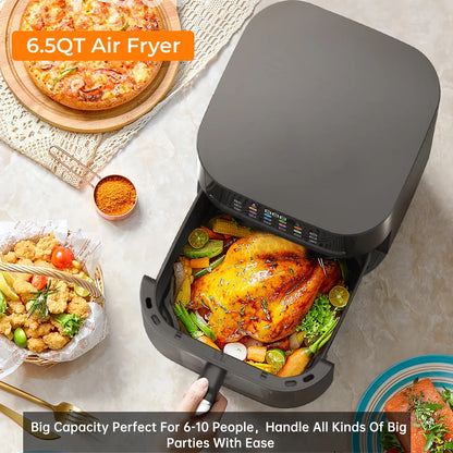 Air Fryer, ZUSBYI 6.5QT Air Fryer Oven With Visible Window, Digital Colorful Screen, 12 in 1 Customizable Functions, Up to 400°F