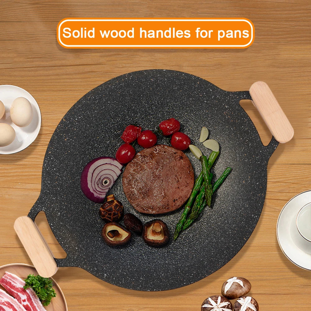 2-10PCS Solid Wood Pan Insulated Grip Heat Resistant Portable BBQ Plate Handle for Cookware Sauce Pan Sauteing Grilling Pan