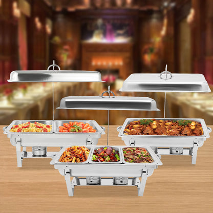 Food Tray,Stainless Steel Catering Chafing Dish Food Warmer Buffet Heat Tank With lid (3 Options)