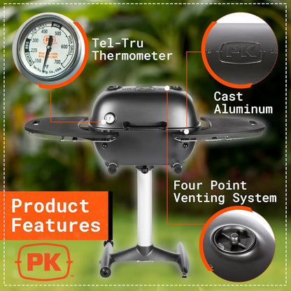 Charcoal BBQ Combination Cast Aluminium Portable Outdoor Barbecue Smoker for Camping, Tailgating