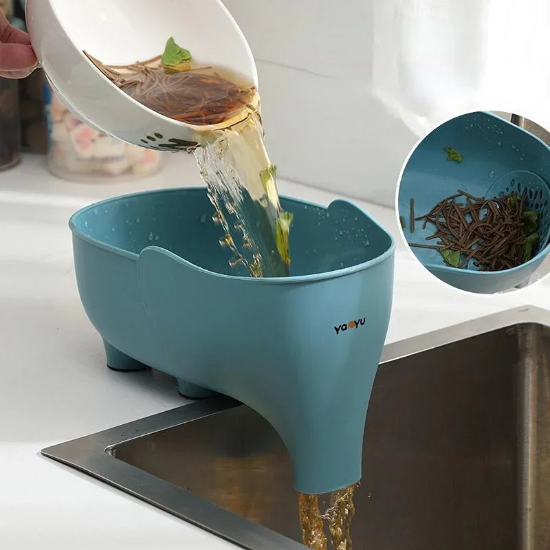 Kitchen Sink Drain Strainer Basket Leftover Garbage Filter Elephant Shape Hanging Vegetable Baskets Washing Drainer Storage Rack