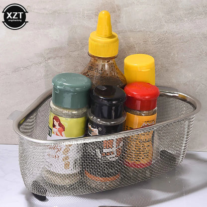 Stainless Steel Kitchen Sink Drain Basket Triangle Food Vegetables Peel Egg Filter Storage Organizer Kitchen Shelf Rack Drainier