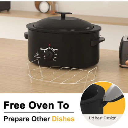 8-Quart Slow Cooker with Self-Basting Lid, Electric Turkey Roaster Oven with Removable Pan and Rack, Slow Cookers