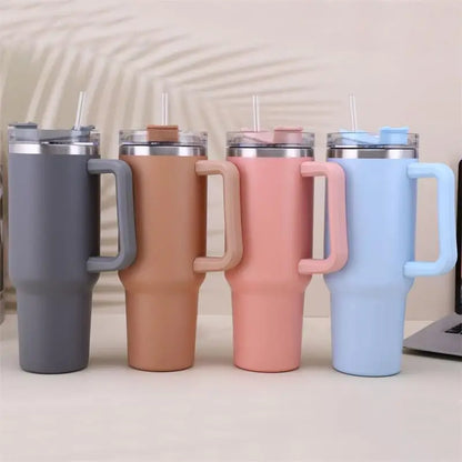 40oz Straw Coffee Tea Insulation Cup With Handle Portable Car Stainless Steel Water Bottle Travel BPA Free Thermal Mug Tumbler