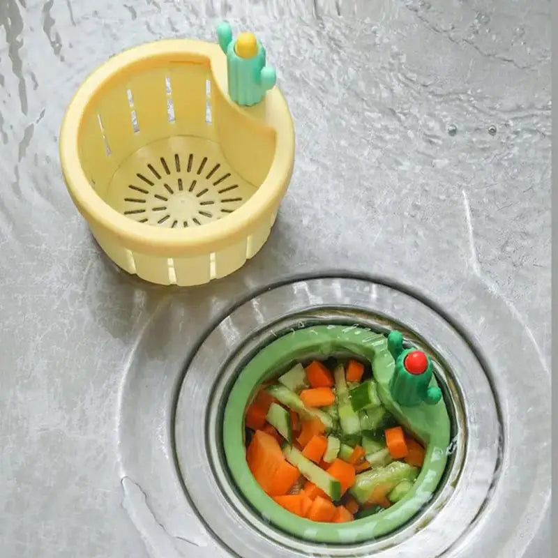 Cactus Kitchen Sink Drain Strainer,Press Automatic Dumping Basket,Multi-functional Home Use Cactus Sink Draining Basket Filter