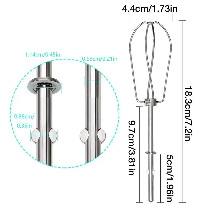 2pcs Stainless Steel Mixing Rods Blender Head Eggs Cream Flour Cake Stirrer Whisk For KHM2B W10490648 KHM926 Hand Mixer Beaters