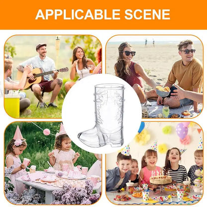 1 Pack Plastic Cowboy Boot Shot Glasses And Mini Cowboy Hats Sets Outdoor BBQ Party Decorations Cowboy Party Decorations