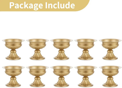 Nuptio Gold Vases for Centerpieces Wedding - 10 Pcs 6.5in Height Metal Urn Planter Elegant Wedding Centerpieces for