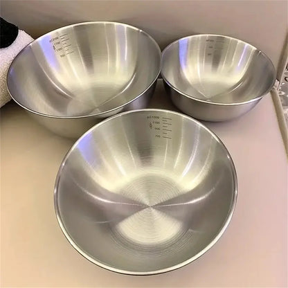 3pcs Stainless Steel Bowl Set with Scale for Cooking Baking Food Storage Large Capacity Mixing Bowls for Home Kitchen Essentials