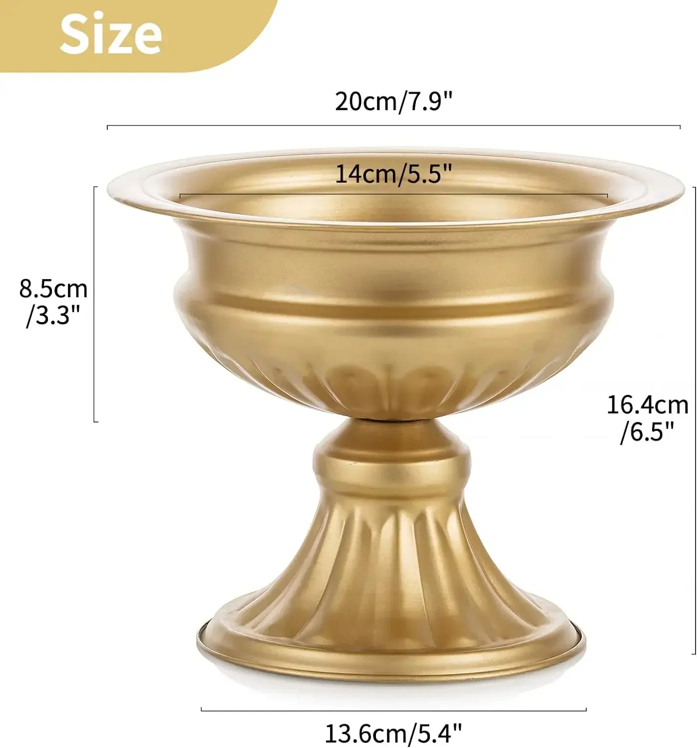 Nuptio Gold Vases for Centerpieces Wedding - 10 Pcs 6.5in Height Metal Urn Planter Elegant Wedding Centerpieces for