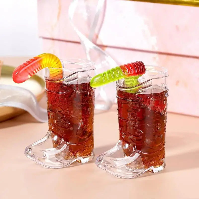 1 Pack Plastic Cowboy Boot Shot Glasses And Mini Cowboy Hats Sets Outdoor BBQ Party Decorations Cowboy Party Decorations