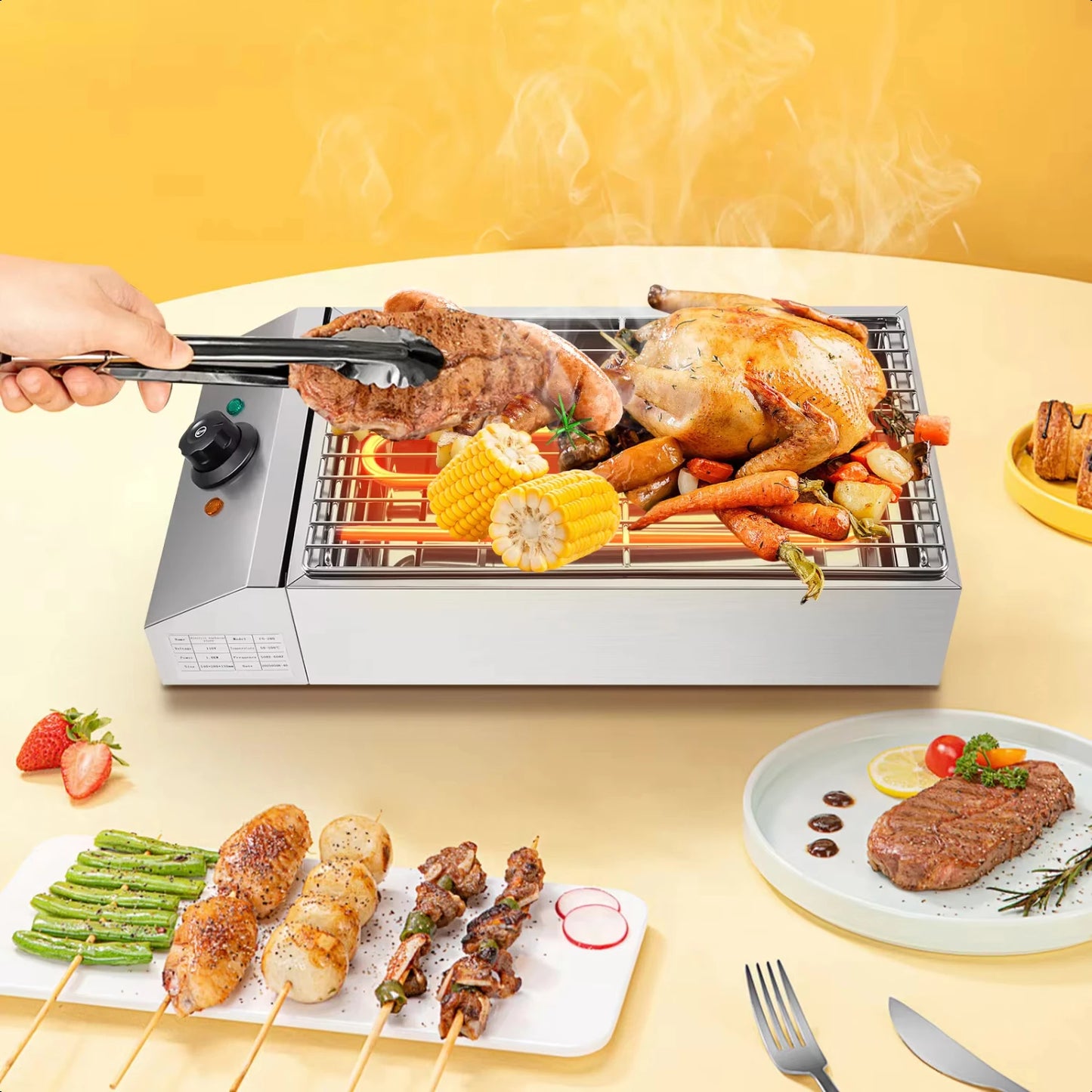 Barbecue Machine Smokeless Griddle Portable BBQ Grill Indoor/Outdoor Barbecue Plate Commercial/Household